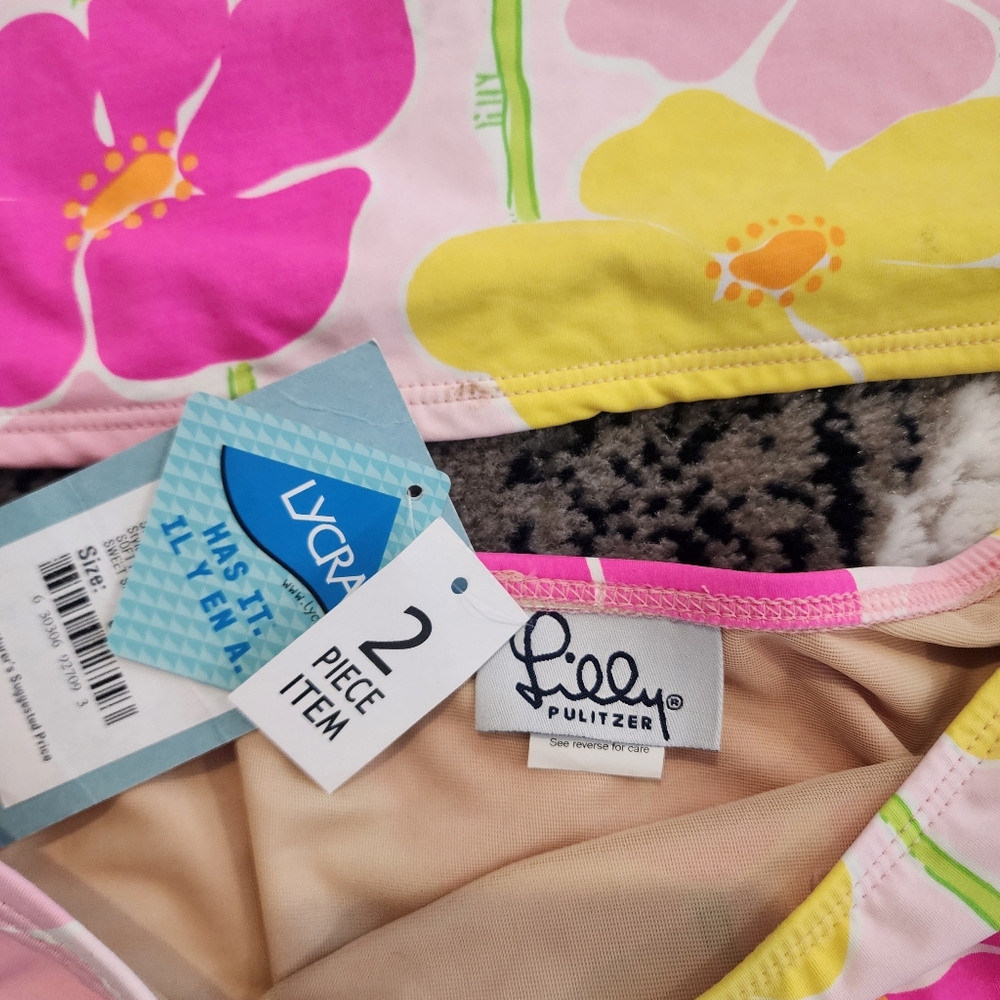 Lilly Pulitzer Women's Floral Halter Neck Two Piece Swimsuit Bathing Suit Size 8 - Picture 2 of 13